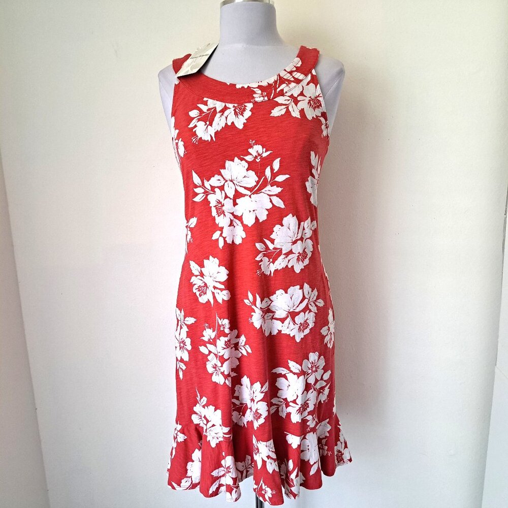 Tommy Bahama Floral Dress Red/White Sleeveless Ruffle Hem Size XXS/TTP NWT